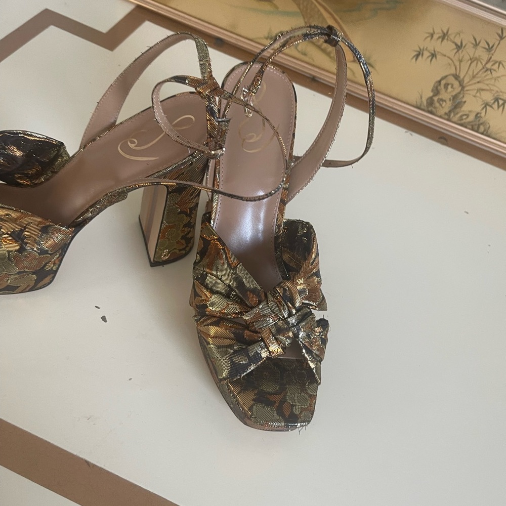 Sam Edelman Gold and Brown Platform Heels - Picture 8 of 10